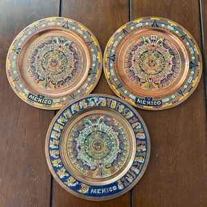 3 mini copper plates from Mexico